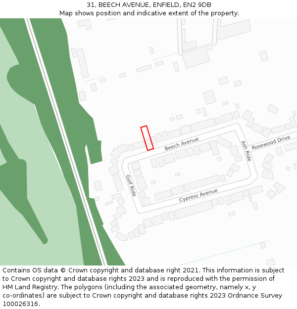 31, BEECH AVENUE, ENFIELD, EN2 9DB: Location map and indicative extent of plot