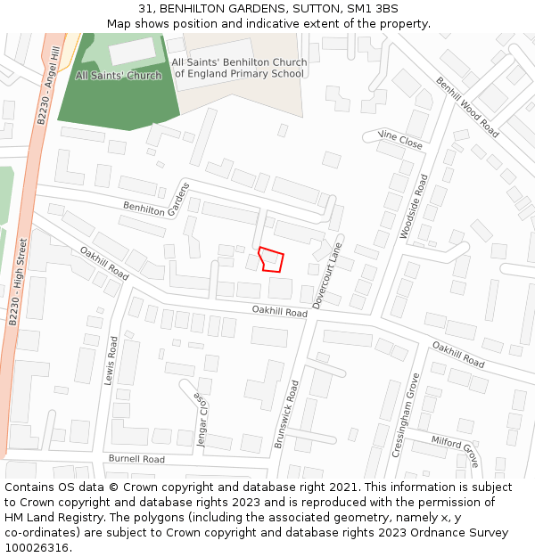 31, BENHILTON GARDENS, SUTTON, SM1 3BS: Location map and indicative extent of plot