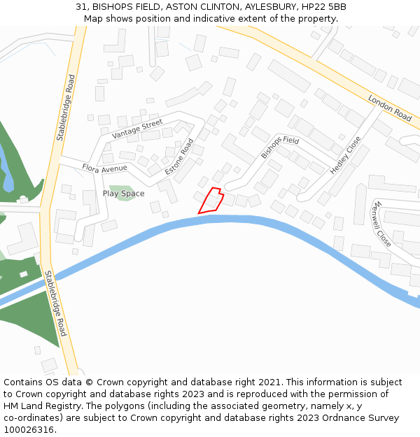 31, BISHOPS FIELD, ASTON CLINTON, AYLESBURY, HP22 5BB: Location map and indicative extent of plot