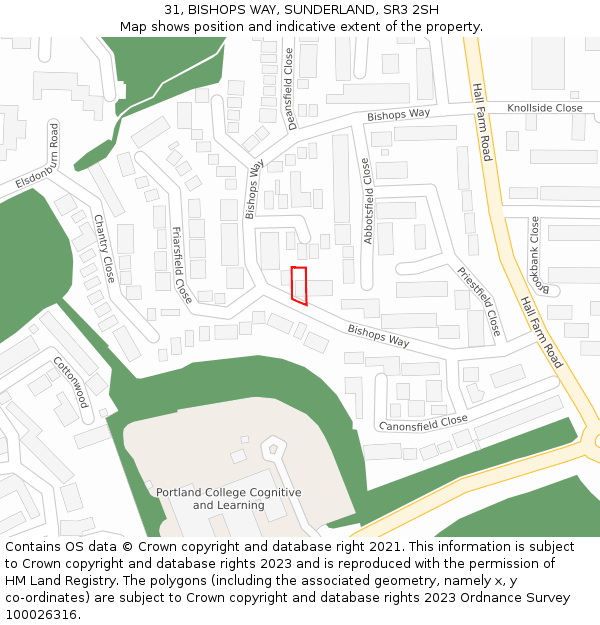 31, BISHOPS WAY, SUNDERLAND, SR3 2SH: Location map and indicative extent of plot