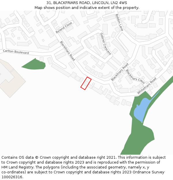 31, BLACKFRIARS ROAD, LINCOLN, LN2 4WS: Location map and indicative extent of plot