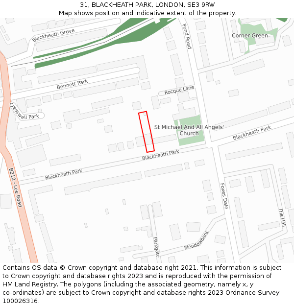 31, BLACKHEATH PARK, LONDON, SE3 9RW: Location map and indicative extent of plot