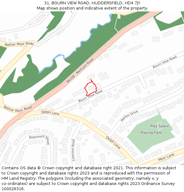 31, BOURN VIEW ROAD, HUDDERSFIELD, HD4 7JY: Location map and indicative extent of plot