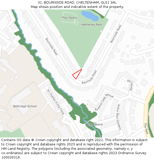 31, BOURNSIDE ROAD, CHELTENHAM, GL51 3AL: Location map and indicative extent of plot
