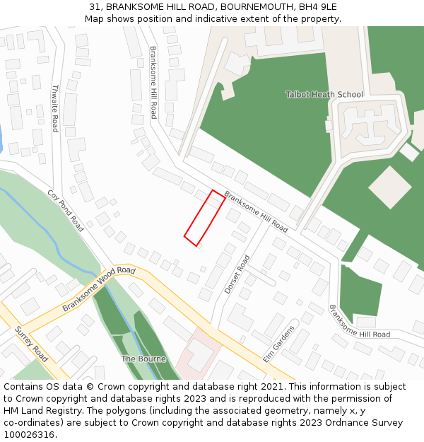 31, BRANKSOME HILL ROAD, BOURNEMOUTH, BH4 9LE: Location map and indicative extent of plot