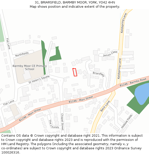 31, BRIARSFIELD, BARMBY MOOR, YORK, YO42 4HN: Location map and indicative extent of plot