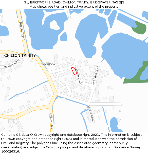 31, BRICKWORKS ROAD, CHILTON TRINITY, BRIDGWATER, TA5 2JG: Location map and indicative extent of plot