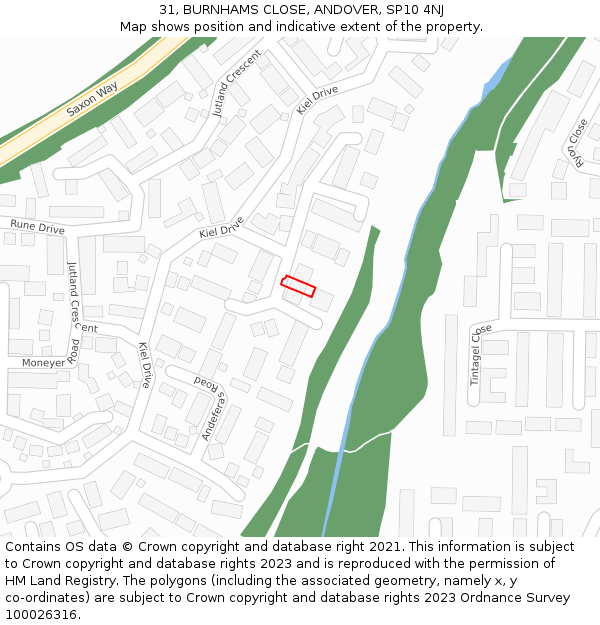 31, BURNHAMS CLOSE, ANDOVER, SP10 4NJ: Location map and indicative extent of plot
