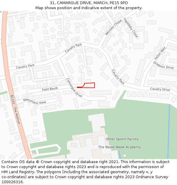 31, CAMARGUE DRIVE, MARCH, PE15 9PD: Location map and indicative extent of plot