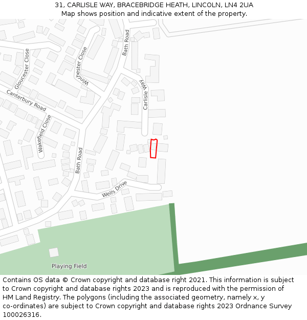 31, CARLISLE WAY, BRACEBRIDGE HEATH, LINCOLN, LN4 2UA: Location map and indicative extent of plot