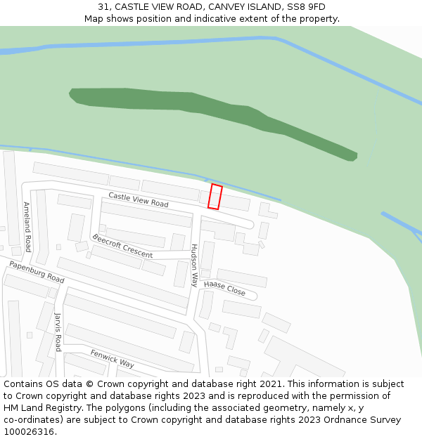 31, CASTLE VIEW ROAD, CANVEY ISLAND, SS8 9FD: Location map and indicative extent of plot