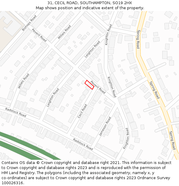 31, CECIL ROAD, SOUTHAMPTON, SO19 2HX: Location map and indicative extent of plot