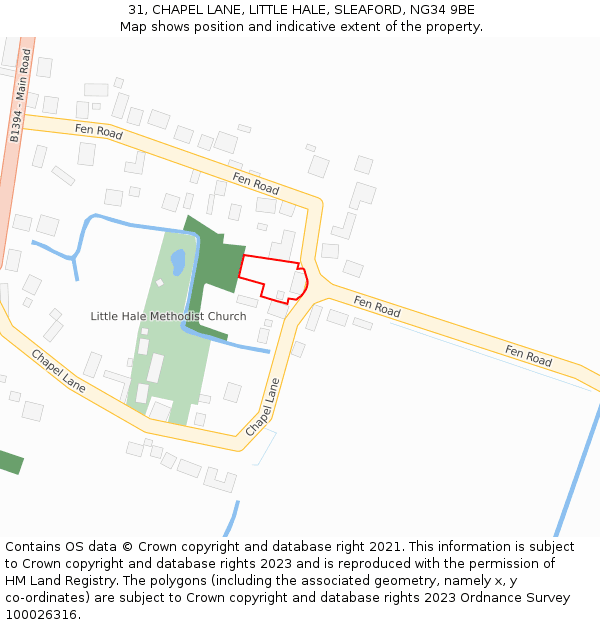 31, CHAPEL LANE, LITTLE HALE, SLEAFORD, NG34 9BE: Location map and indicative extent of plot