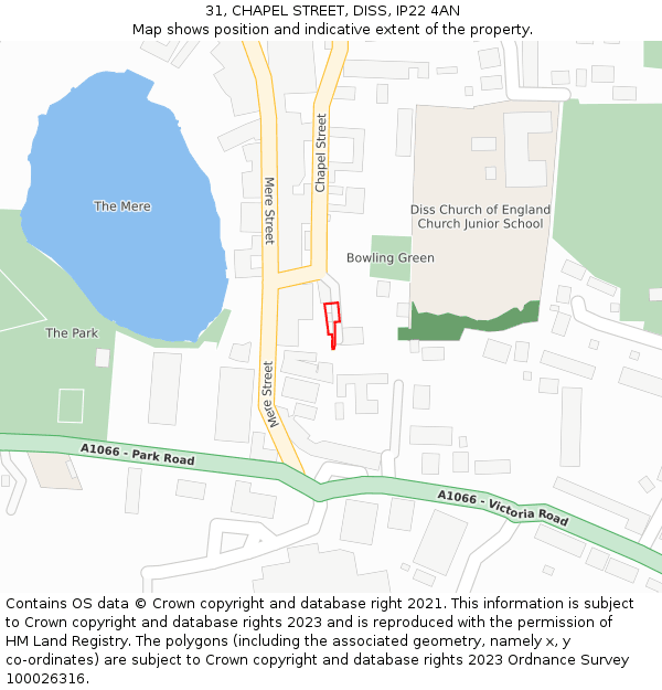 31, CHAPEL STREET, DISS, IP22 4AN: Location map and indicative extent of plot