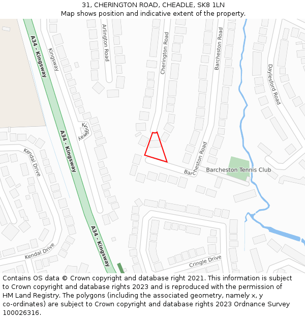 31, CHERINGTON ROAD, CHEADLE, SK8 1LN: Location map and indicative extent of plot