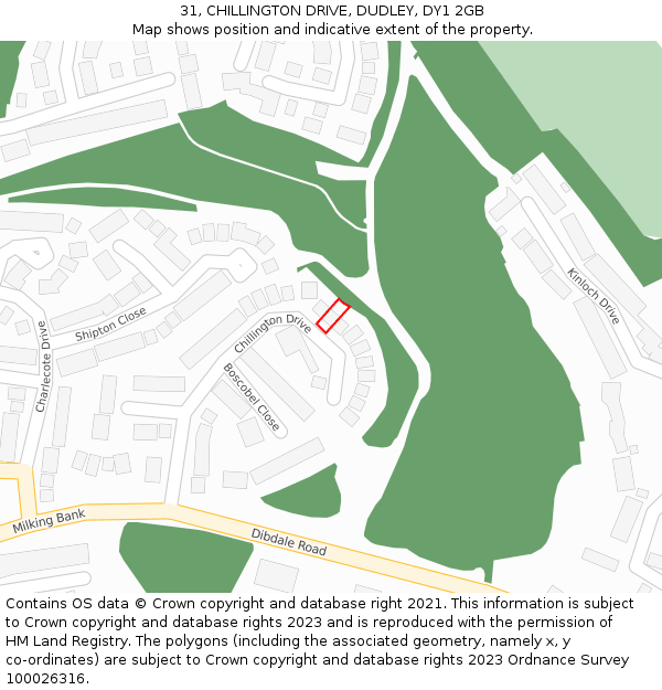 31, CHILLINGTON DRIVE, DUDLEY, DY1 2GB: Location map and indicative extent of plot