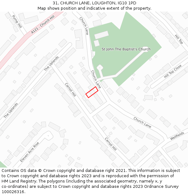 31, CHURCH LANE, LOUGHTON, IG10 1PD: Location map and indicative extent of plot
