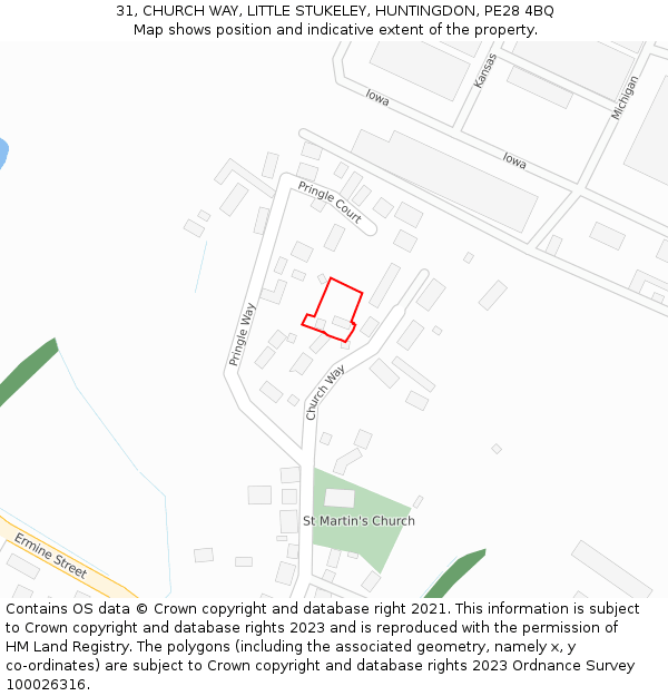 31, CHURCH WAY, LITTLE STUKELEY, HUNTINGDON, PE28 4BQ: Location map and indicative extent of plot