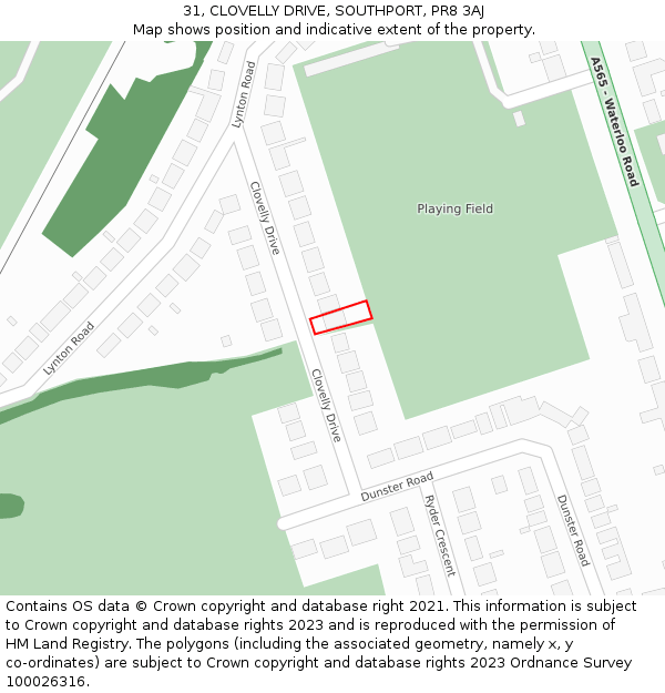 31, CLOVELLY DRIVE, SOUTHPORT, PR8 3AJ: Location map and indicative extent of plot