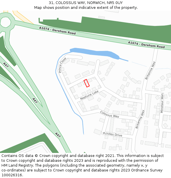 31, COLOSSUS WAY, NORWICH, NR5 0UY: Location map and indicative extent of plot