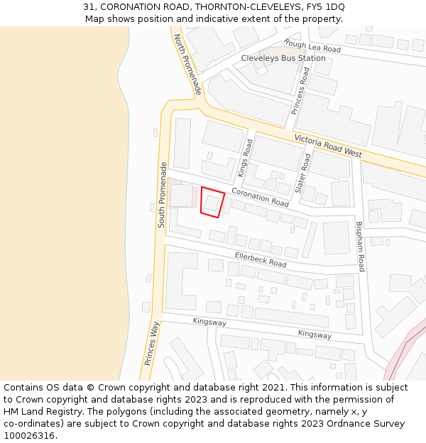 31, CORONATION ROAD, THORNTON-CLEVELEYS, FY5 1DQ: Location map and indicative extent of plot