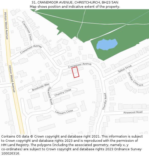 31, CRANEMOOR AVENUE, CHRISTCHURCH, BH23 5AN: Location map and indicative extent of plot