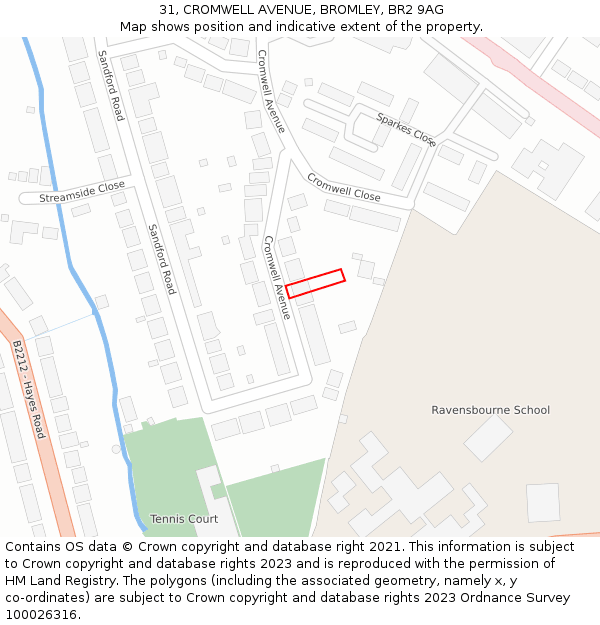 31, CROMWELL AVENUE, BROMLEY, BR2 9AG: Location map and indicative extent of plot