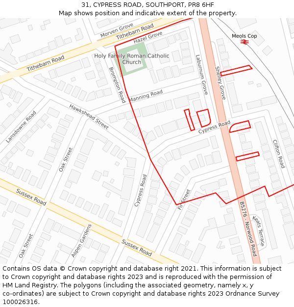 31, CYPRESS ROAD, SOUTHPORT, PR8 6HF: Location map and indicative extent of plot