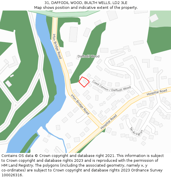 31, DAFFODIL WOOD, BUILTH WELLS, LD2 3LE: Location map and indicative extent of plot