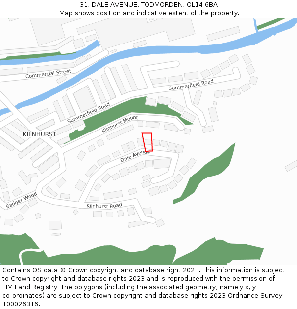 31, DALE AVENUE, TODMORDEN, OL14 6BA: Location map and indicative extent of plot