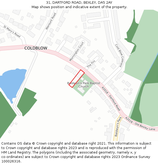 31, DARTFORD ROAD, BEXLEY, DA5 2AY: Location map and indicative extent of plot