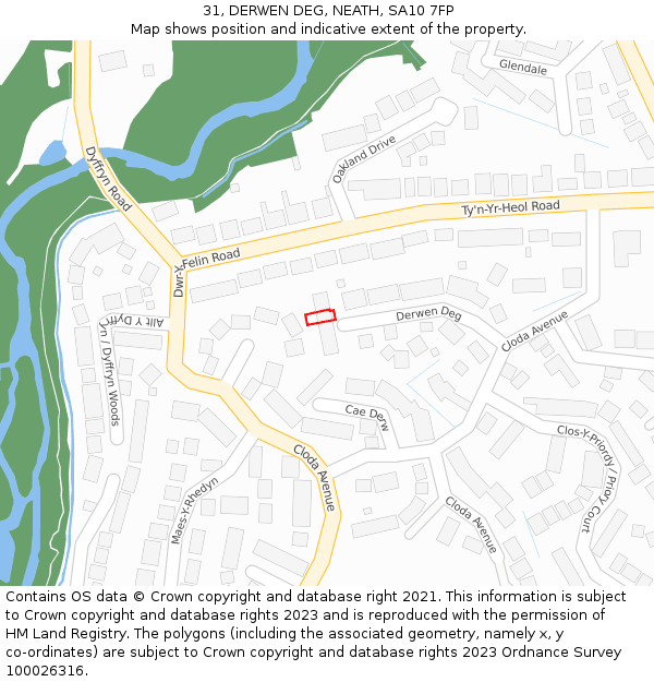 31, DERWEN DEG, NEATH, SA10 7FP: Location map and indicative extent of plot