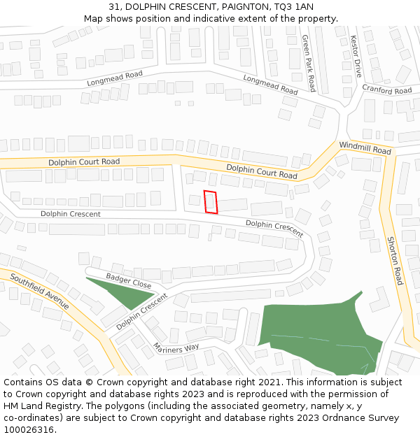 31, DOLPHIN CRESCENT, PAIGNTON, TQ3 1AN: Location map and indicative extent of plot