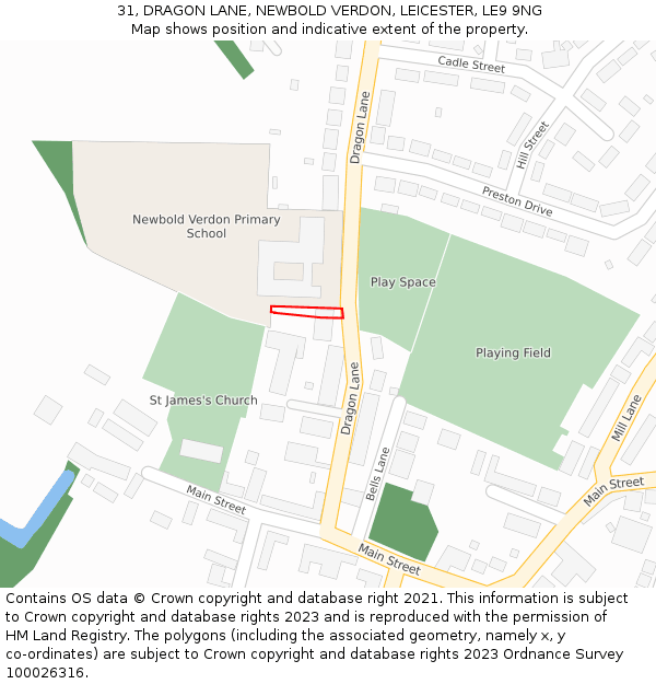 31, DRAGON LANE, NEWBOLD VERDON, LEICESTER, LE9 9NG: Location map and indicative extent of plot