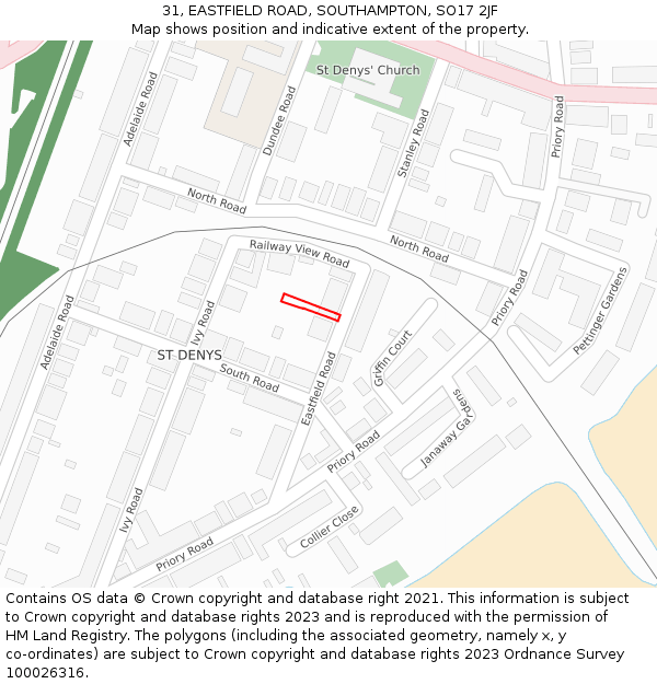 31, EASTFIELD ROAD, SOUTHAMPTON, SO17 2JF: Location map and indicative extent of plot