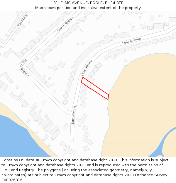 31, ELMS AVENUE, POOLE, BH14 8EE: Location map and indicative extent of plot