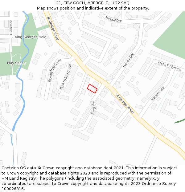 31, ERW GOCH, ABERGELE, LL22 9AQ: Location map and indicative extent of plot