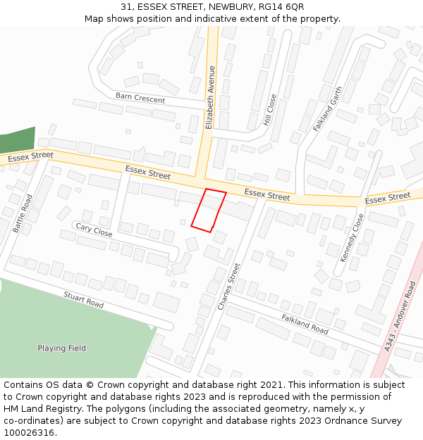 31, ESSEX STREET, NEWBURY, RG14 6QR: Location map and indicative extent of plot