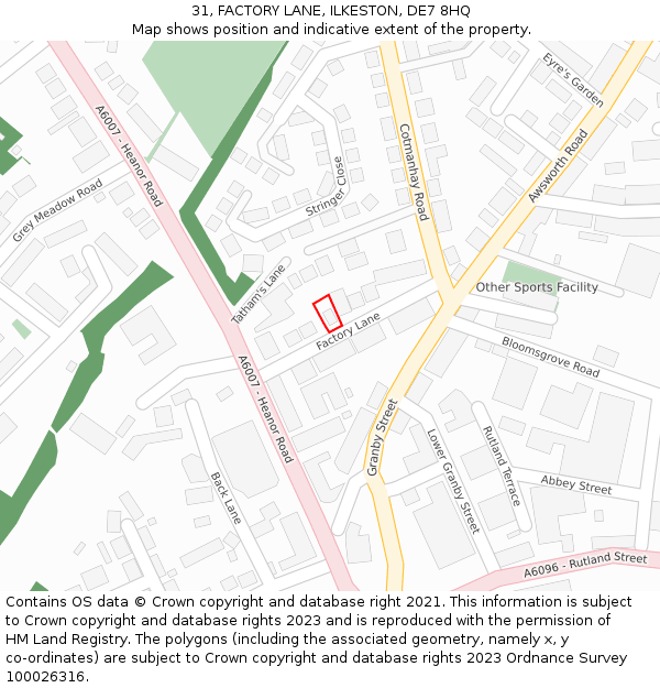 31, FACTORY LANE, ILKESTON, DE7 8HQ: Location map and indicative extent of plot