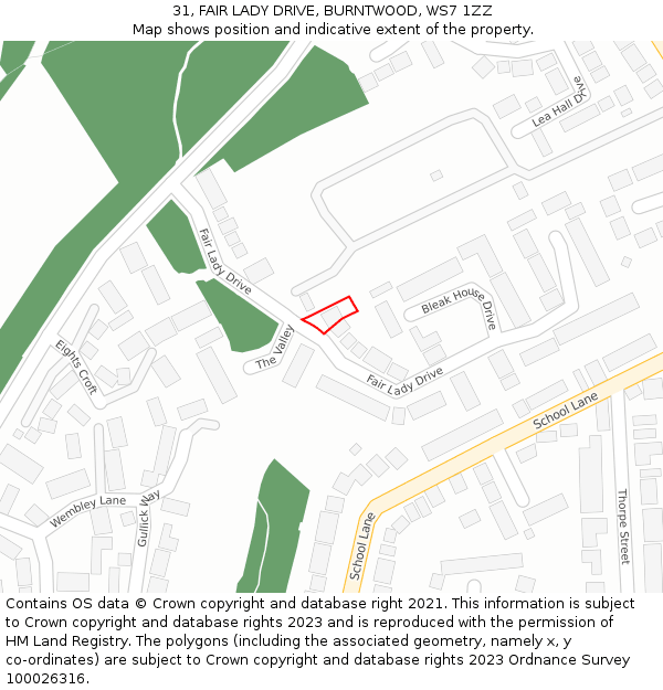 31, FAIR LADY DRIVE, BURNTWOOD, WS7 1ZZ: Location map and indicative extent of plot