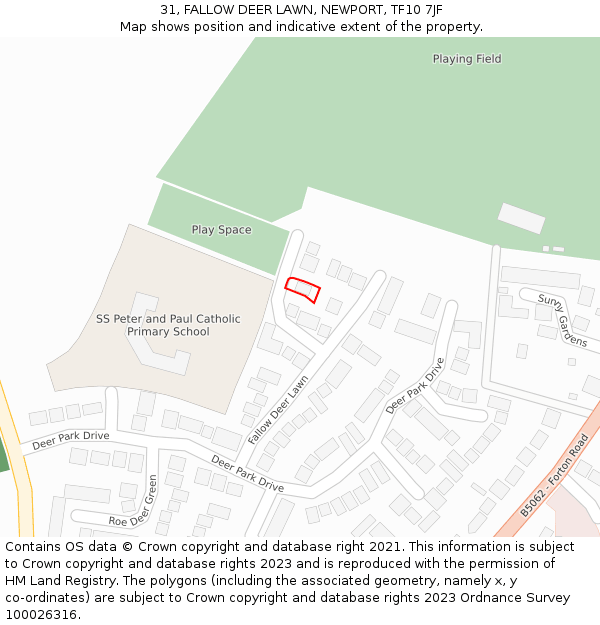 31, FALLOW DEER LAWN, NEWPORT, TF10 7JF: Location map and indicative extent of plot