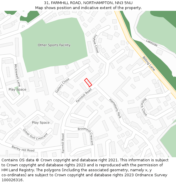 31, FARMHILL ROAD, NORTHAMPTON, NN3 5NU: Location map and indicative extent of plot