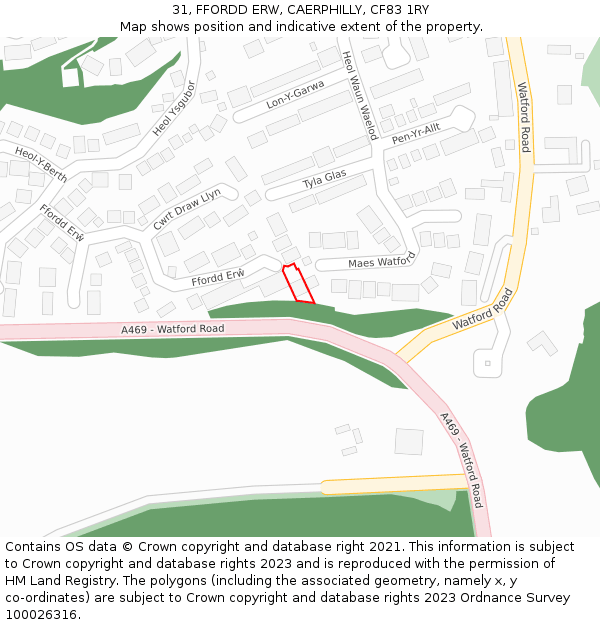 31, FFORDD ERW, CAERPHILLY, CF83 1RY: Location map and indicative extent of plot