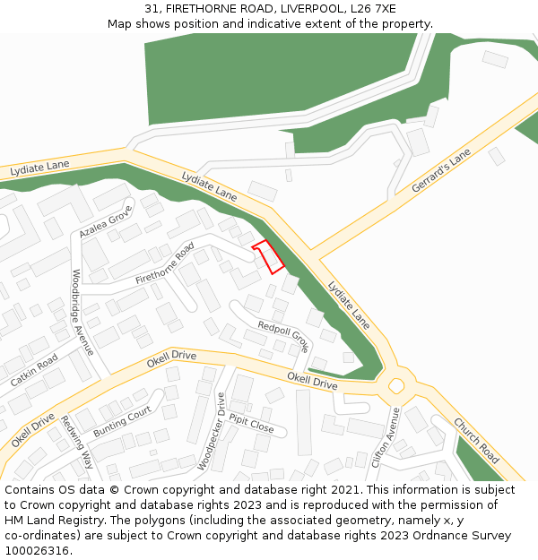 31, FIRETHORNE ROAD, LIVERPOOL, L26 7XE: Location map and indicative extent of plot