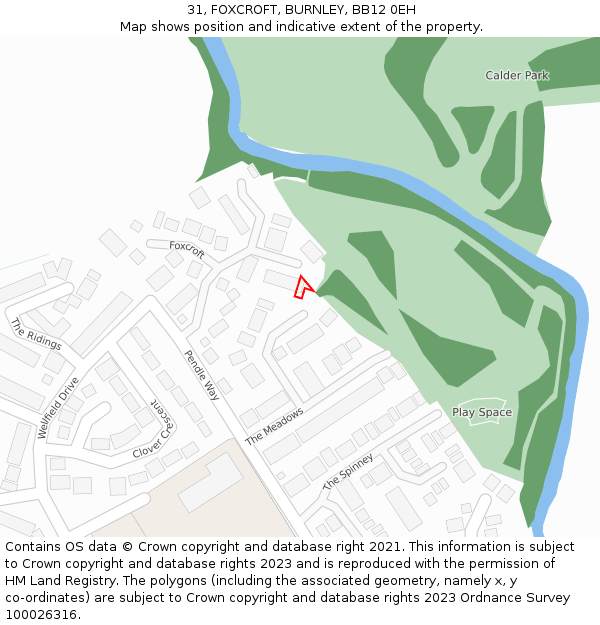 31, FOXCROFT, BURNLEY, BB12 0EH: Location map and indicative extent of plot