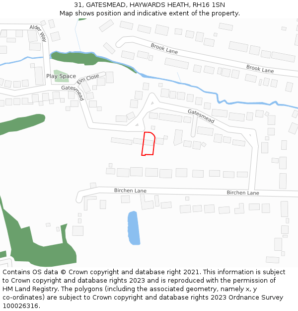 31, GATESMEAD, HAYWARDS HEATH, RH16 1SN: Location map and indicative extent of plot