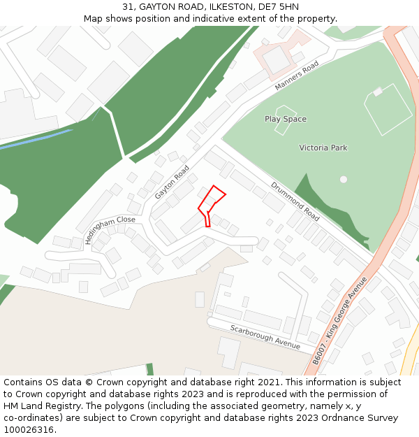 31, GAYTON ROAD, ILKESTON, DE7 5HN: Location map and indicative extent of plot