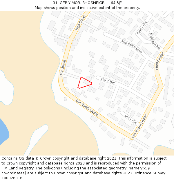 31, GER Y MOR, RHOSNEIGR, LL64 5JF: Location map and indicative extent of plot