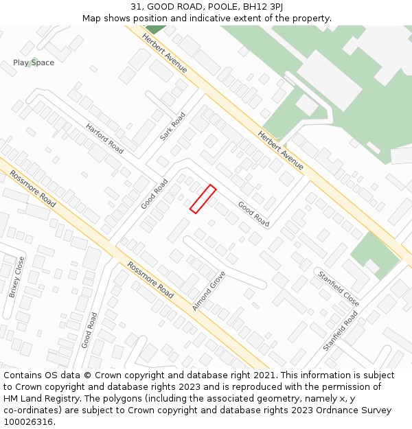 31, GOOD ROAD, POOLE, BH12 3PJ: Location map and indicative extent of plot