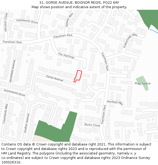 31, GORSE AVENUE, BOGNOR REGIS, PO22 6AY: Location map and indicative extent of plot